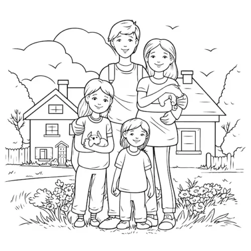 Familia para Colorear