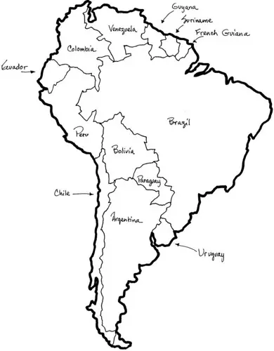 Mapa de América del Sur para Colorear 