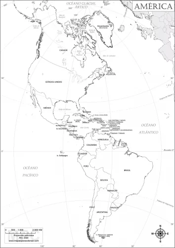 Dibujos del Mapa de América para Imprimir y Colorear