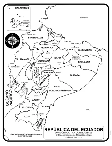 Dibujos del Mapa de Ecuador en Blanco para Colorear