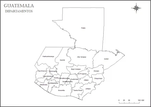 Mapa de Guatemala para Colorear