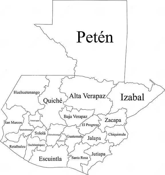 Mapa de Guatemala y sus Departamentos