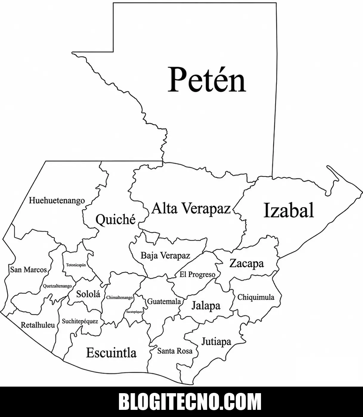 Mapa de Guatemala y sus Departamentos