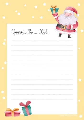 Carta a Papá Noel: Carta de Santa Claus para Imprimir Gratis
